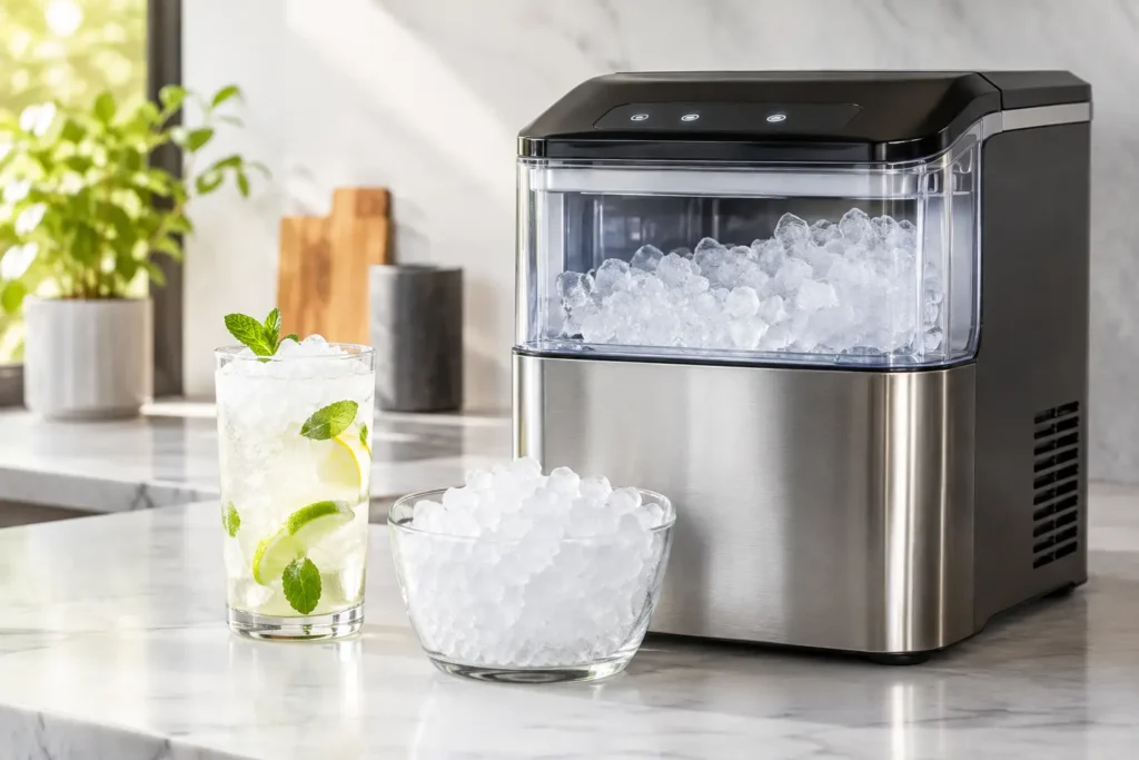 Smart nugget ice maker features